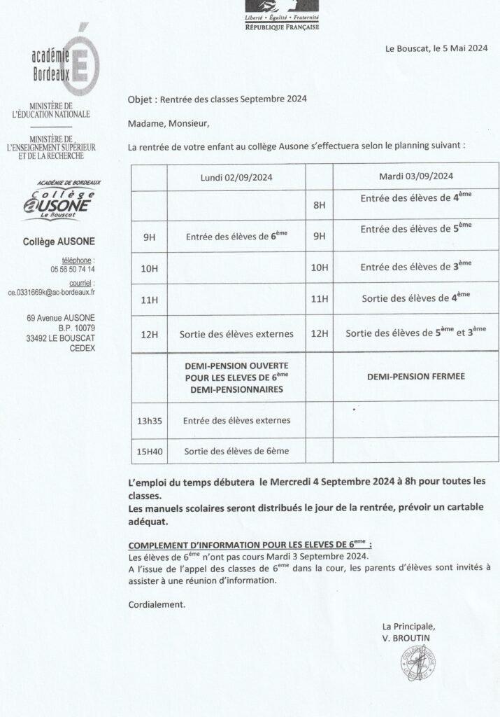 C'est la Rentrée ! 1 Rentreecollege2024